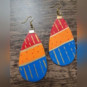 HAND CRAFTED Hand-Painted One-of-a-Kind Teardrop Earrings